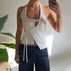Backless Lace Up Cardigan Halter Design Vest Top