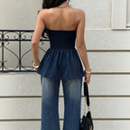 Sexy Tube Top Women Waist Tight Slimming Flounce Hem