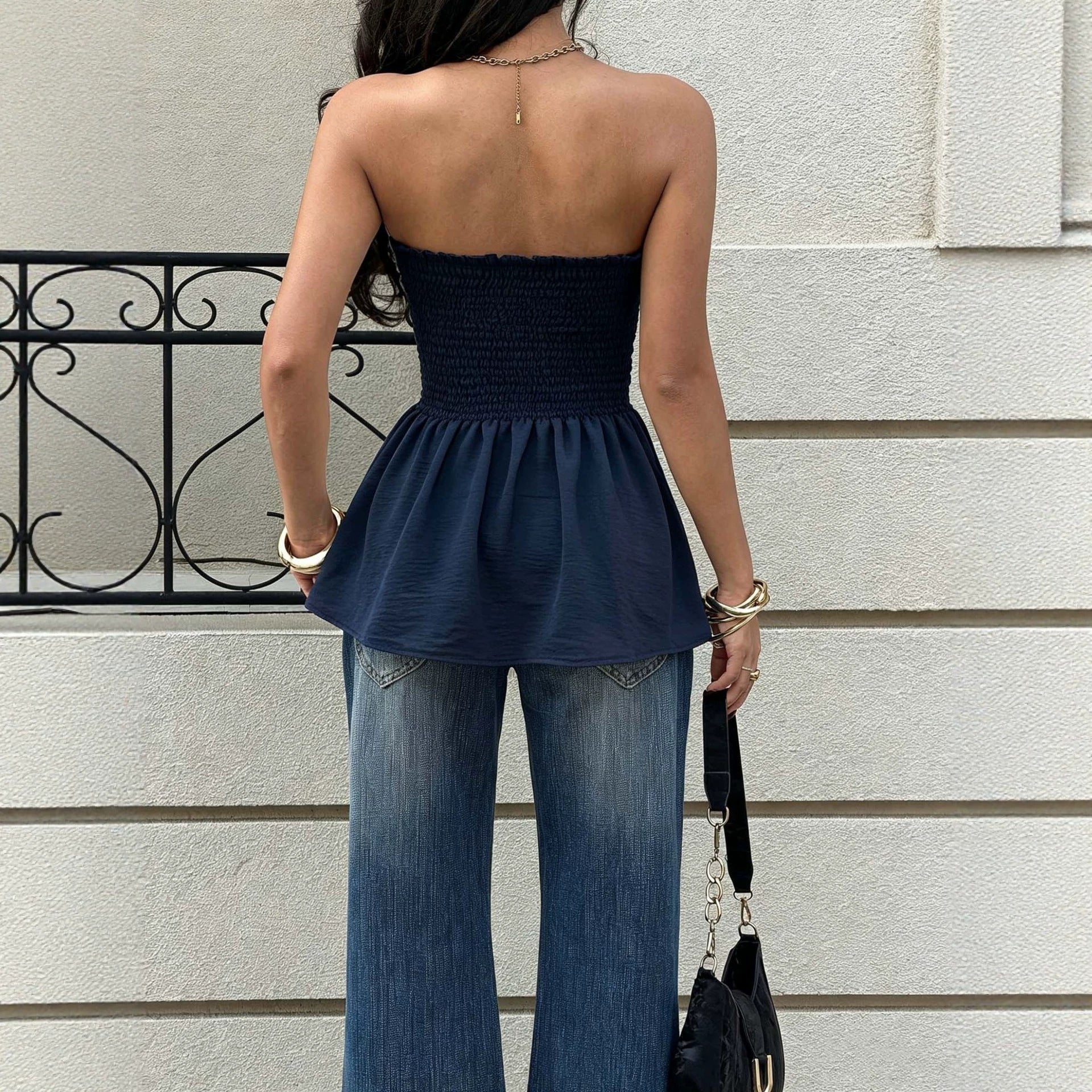 Sexy Tube Top Women Waist Tight Slimming Flounce Hem