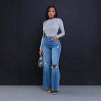 Women High Waist Loose Straight Leg Wide Leg Pants