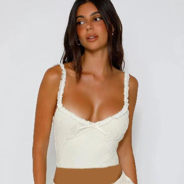 's Lace Suspenders Small Vest Top