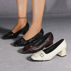 Women's 's High Heel Pumps Hasp Low Cut Chunky