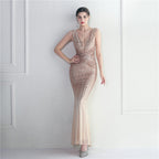 Women's Beaded Sequin Gala Dinner Long Evening Dress Fishtail