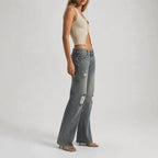 Women's Ripped Straight-Leg Jeans