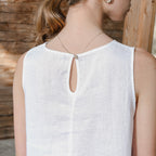 Pure Linen Vest Front Short Back Long Special Interest Design Cotton Linen Sleeveless Dress