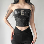 Solid Color Slim Fit Street Off Shoulder Collar Wrapped Chest