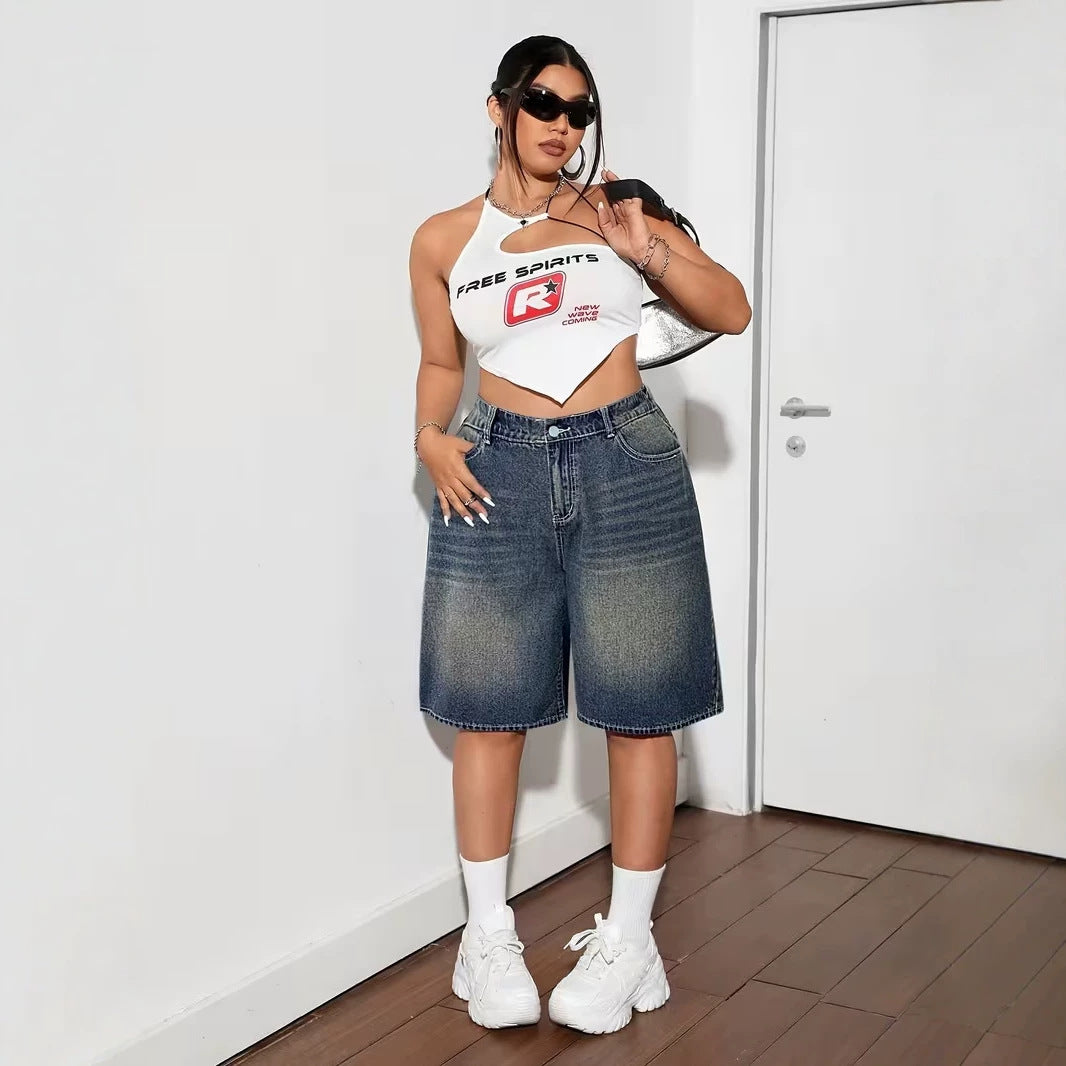 Women's Knee-Length Denim Shorts