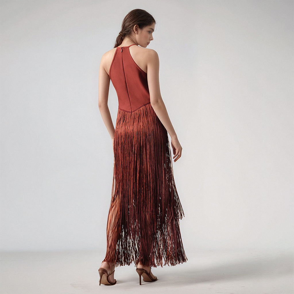 Tassel Sleeveless Bandage Party Dress