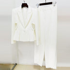Women's Hollowed Out Heart Shaped Slim Fit One Button Two-Piece Set