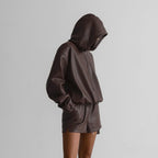 Hooded Leather Sweater Shorts Suit Street Trend