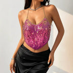 Ornament Heavy Industry Production Glow Sequin Sling Vest