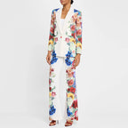 Women's Printing Floral Blazer Two Piece Set
