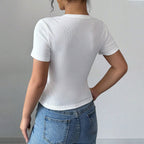 Women's Fitted Cropped Crew Neck T-Shirt