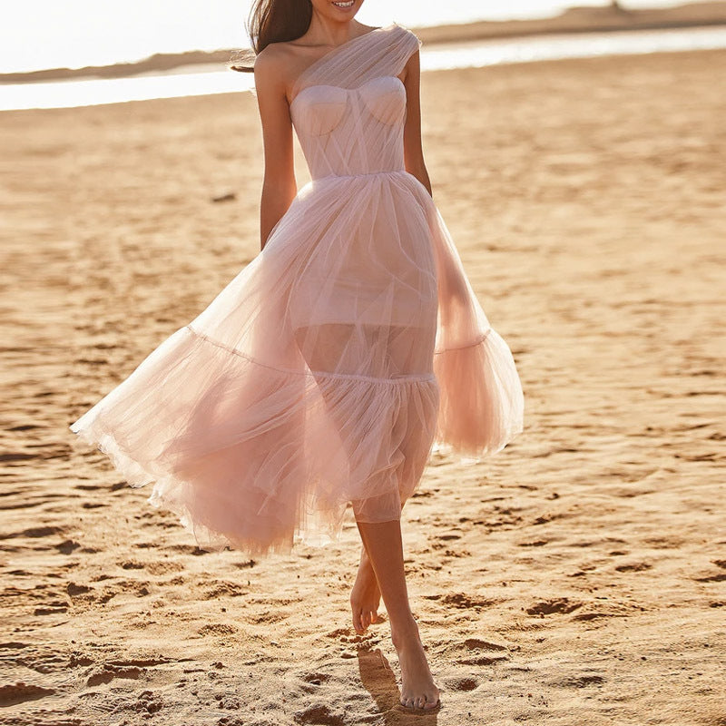 Autumn Winter Women's Princess Dress Sleeveless Banquet
