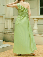 One-Shoulder Asymmetric Cutout A-Line Maxi Dress