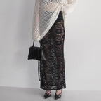 Women's Lace Cutout Sheer Hip Skirt