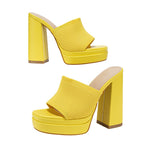 Women's Knitted Platform Chunky-Heel Slippers