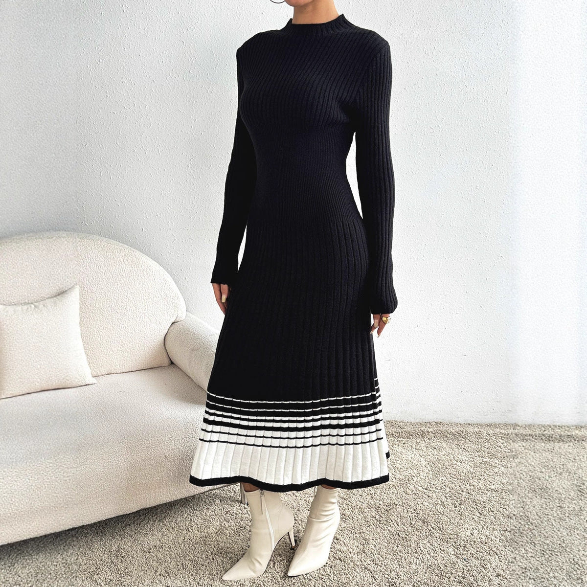 Women's Striped Pleated Dress