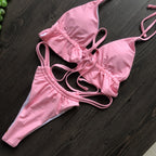 Backless Solid One-piece Swimwear