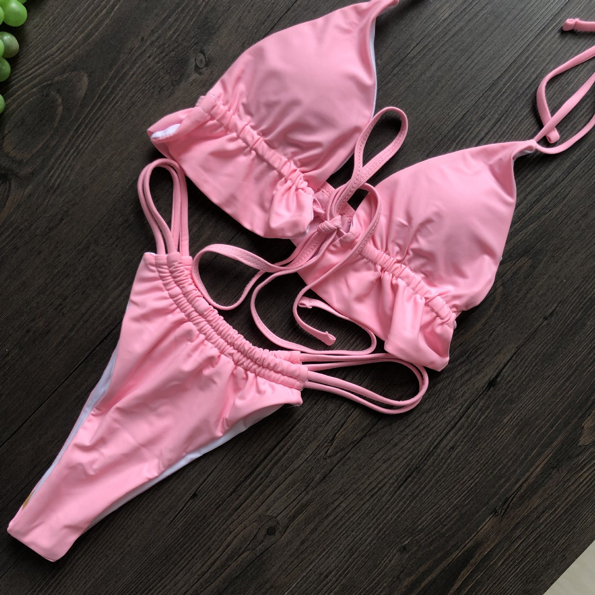 Backless Solid One-piece Swimwear
