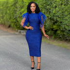 Stitching Ruffle Sleeve Summer Africa Dress