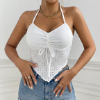's Trendy Halter Strap Vest Slim Fit Drawstring Irregular