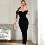 Women's Off-Shoulder Ruched Split Dress