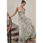 Women's Lace See Through Strap Slim Fit Evening Dress