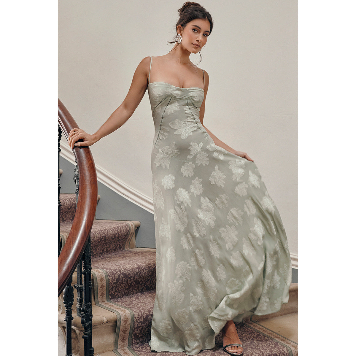 Women's Lace See Through Strap Slim Fit Evening Dress