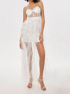 Women's Sheer Lace Wedding Evening Dress