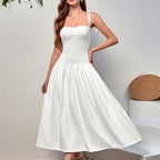 Lace Splicing Sling Backless Shoulder Strap Long Formal Dress