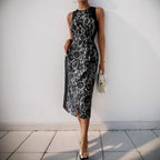 Summer Office Lady Dress Elegant Lace High Sense Sleeveless Split Dress