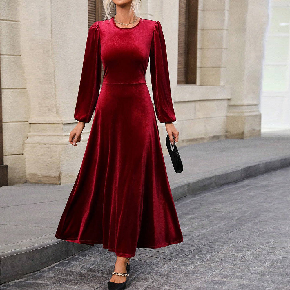 Women's Velvet Dress High Grade Backless Maxi Dress