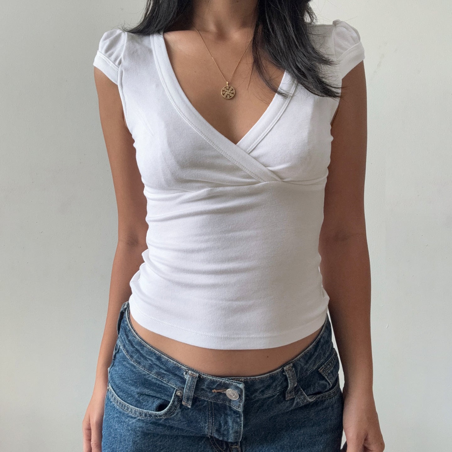 Summer Sexy All Match Sexy Puff Sleeve Solid Color Top