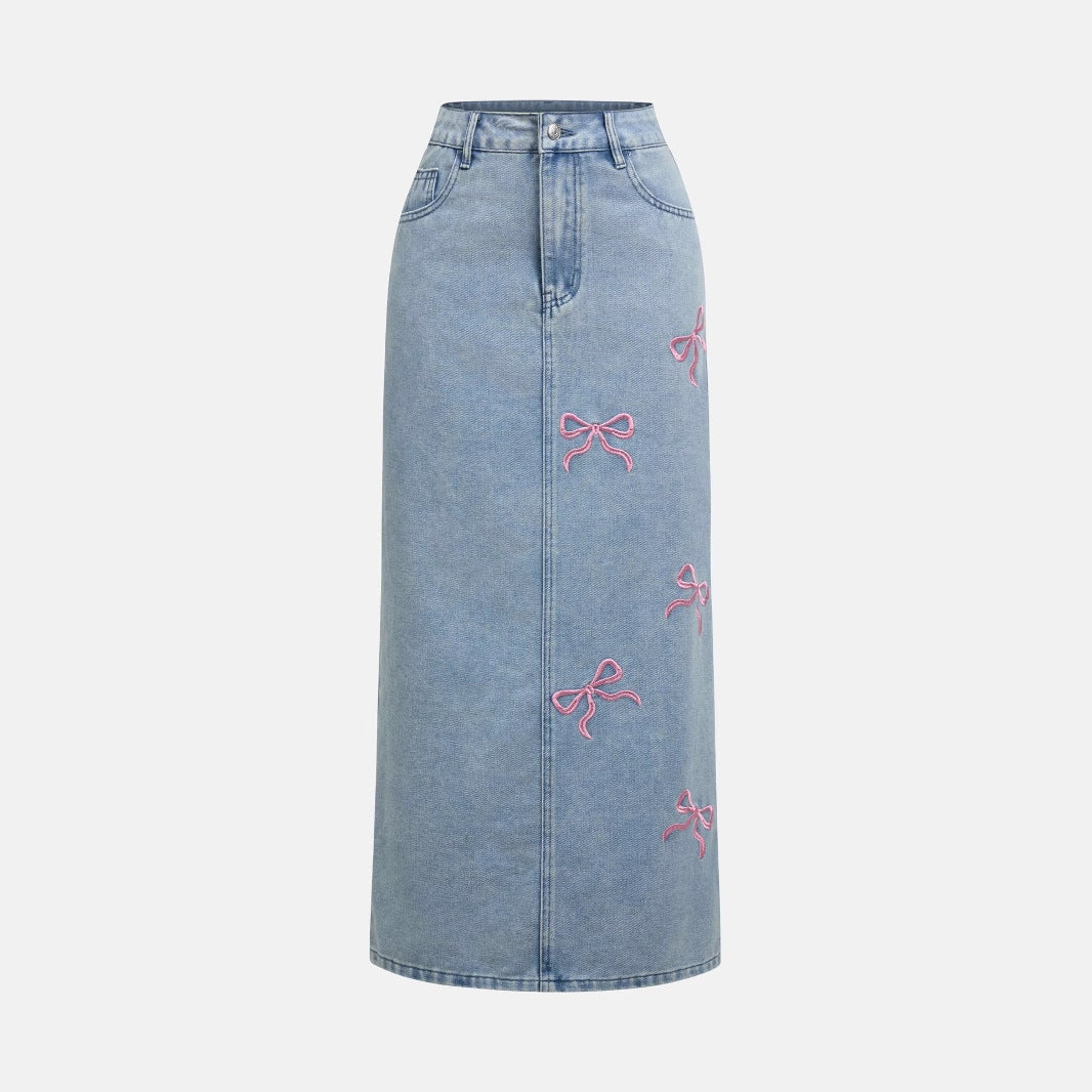 Pearl-Embellished Printed Skirt