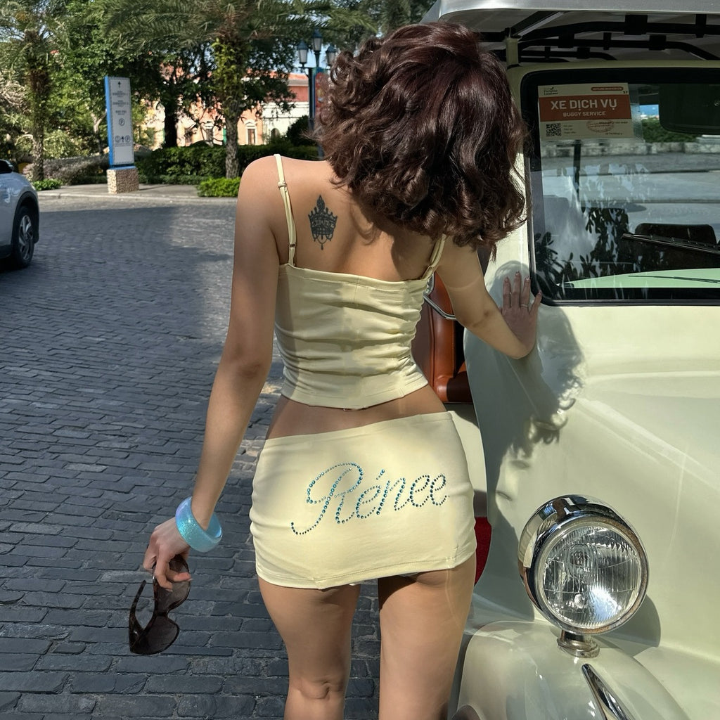 Women's Printed Camisole & Low-Waist Skirt Set