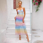 Summer Dopamine Ruffled Cake Dress Long Dress