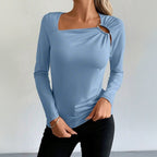 Women's Asymmetric Ring Detail Long Sleeve Top