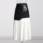 Personalized Street Contrast Color Leather Autumn Skirt