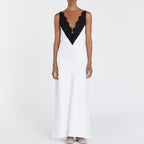 Lace Contrast Backless Cami Dress