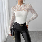 Lace-Stitching Back Zipper Office Top
