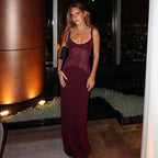 Women's Spaghetti-Strap Lace Patchwork Maxi Dress