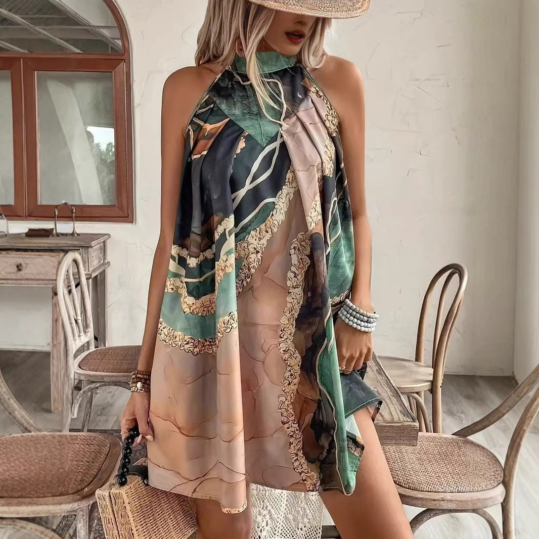 Spring Striped Printed Mini Dress