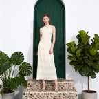Women's Halter Knit Backless Maxi Dress