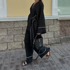 Lace-Up Cardigan Top & Trousers Set