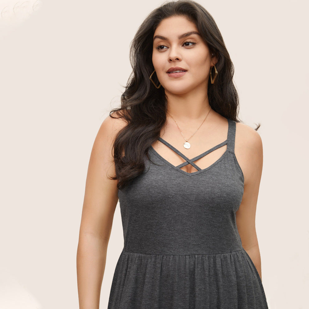 Plus-Size Pocketed Spaghetti-Strap Maxi Dress