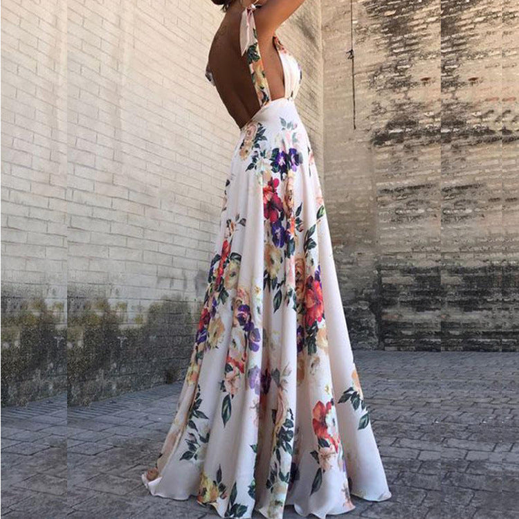 Printed Backless Camisole Dress