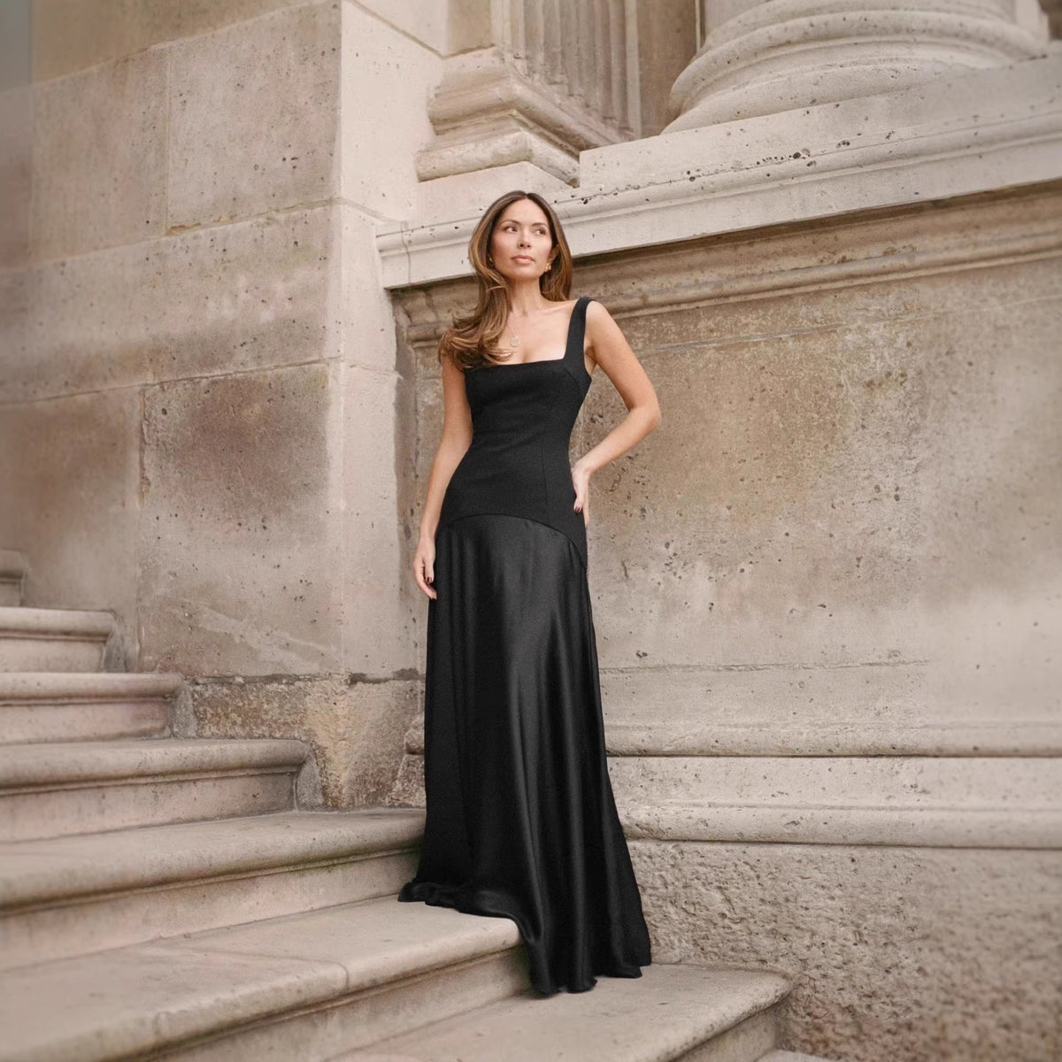 Elegant Formal Dress Black Evening Maxi Sleeveless Maxi Cami Dre