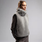 Autumn Winter Elegant Comfortable High Collar Warm Furry Sleeveless Buckle
