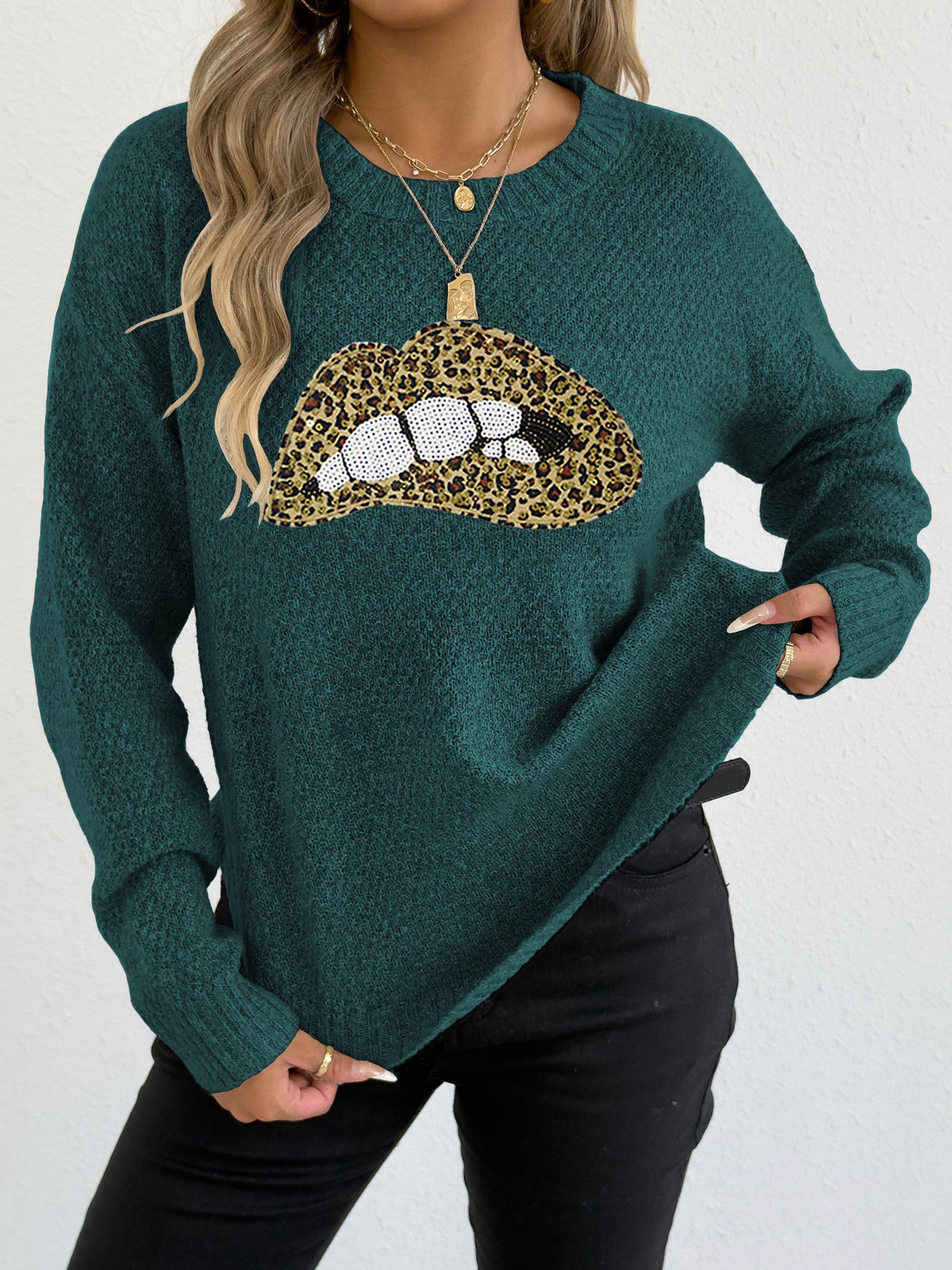 Dark Green Leopard Print Lip